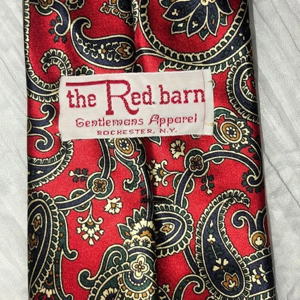 The Red Barn Sistine Satin By Countess Mara Stunning Red Ivory Navy Green Tie